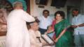 Manjiri Alegaonkar receiving Kumar Gandharva award from Bharat Ratna Pt. Bhimsen Joshi