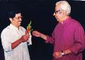 Arun Nulkar with the great artist late Pu. La. Deshpande