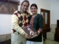 Global Kathak Guru Padmashri Pratap Pawar (London) blessed Tina Tambe with book.