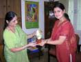 Receiving Nalanda Nritya Nipuna Award from Dr. Kanakji Rele.