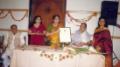 Jivhala Puraskar to Sadhana Sargam's mother by wellknown poet Smt. Shanta Shelke. Seen on the left is Pt. Yashwantbua Joshi