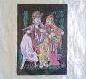 Emboss painting is basically carving a design on a surface such that it appears to be raised. It can be done on harder surfaces like an aluminium foil or softer and more flexible surfaces like a cloth.This Radhakrishna Emboss painting by me.   