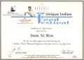 Food festival at  Hotel Grand Regency - Certificate given by master chef Sanjeev Kapoor to Zamin Ali Khan